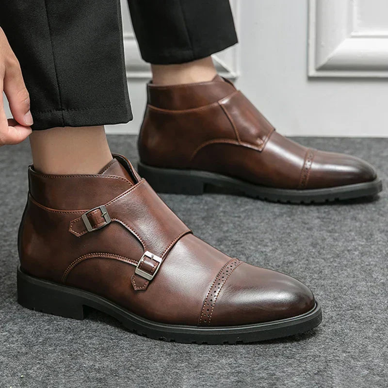 Darell - Double Monk Strap Leather Boots-15550770086261-Mirella Fiore