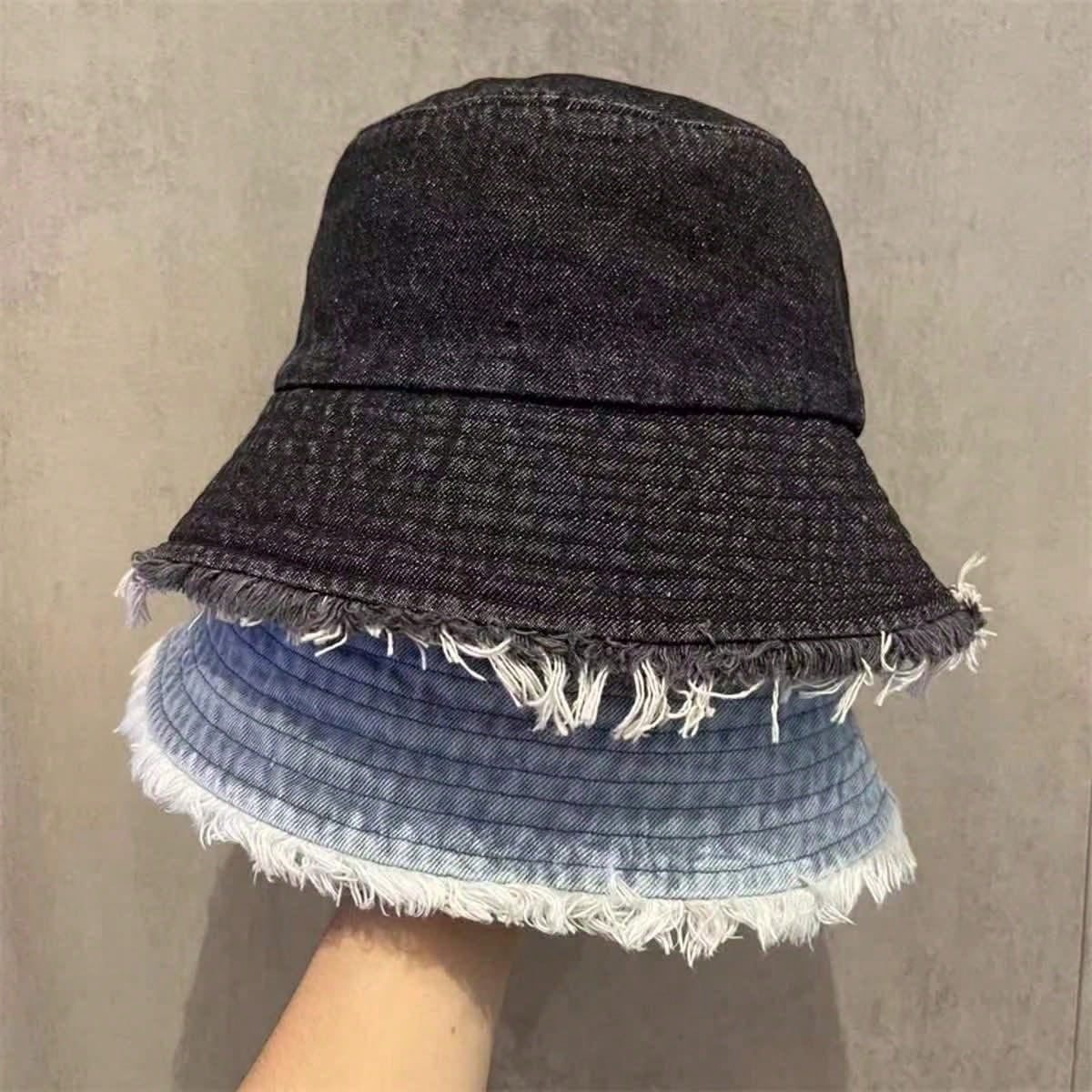 Delvia – Frayed brim – Denim bucket hat-15133817012597-Nancy & Mae Savannah