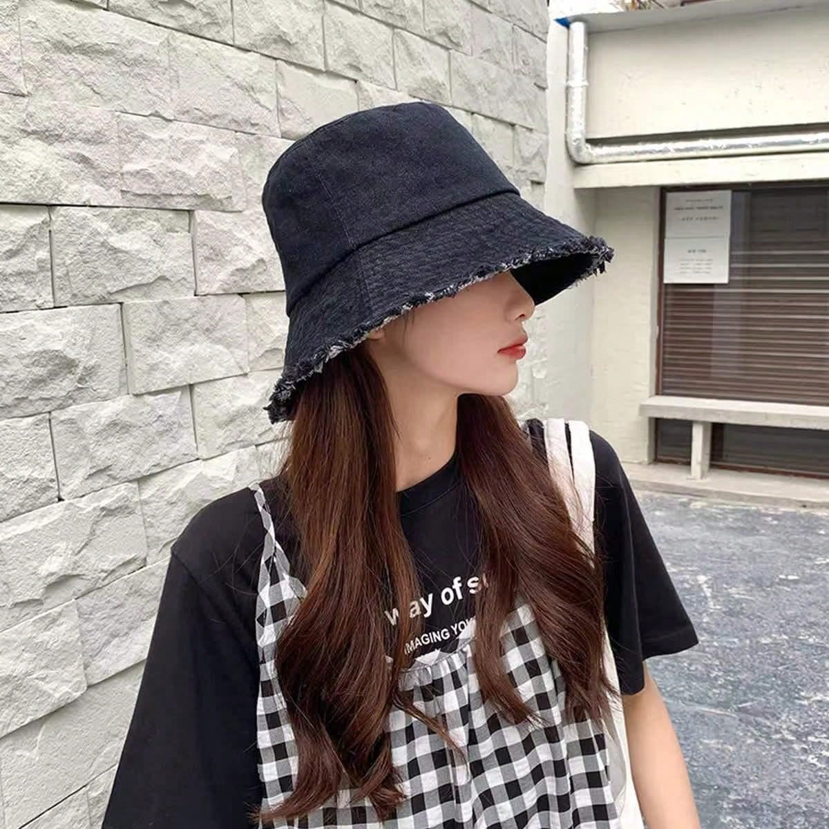 Delvia – Frayed brim – Denim bucket hat-15133817012597-Nancy & Mae Savannah