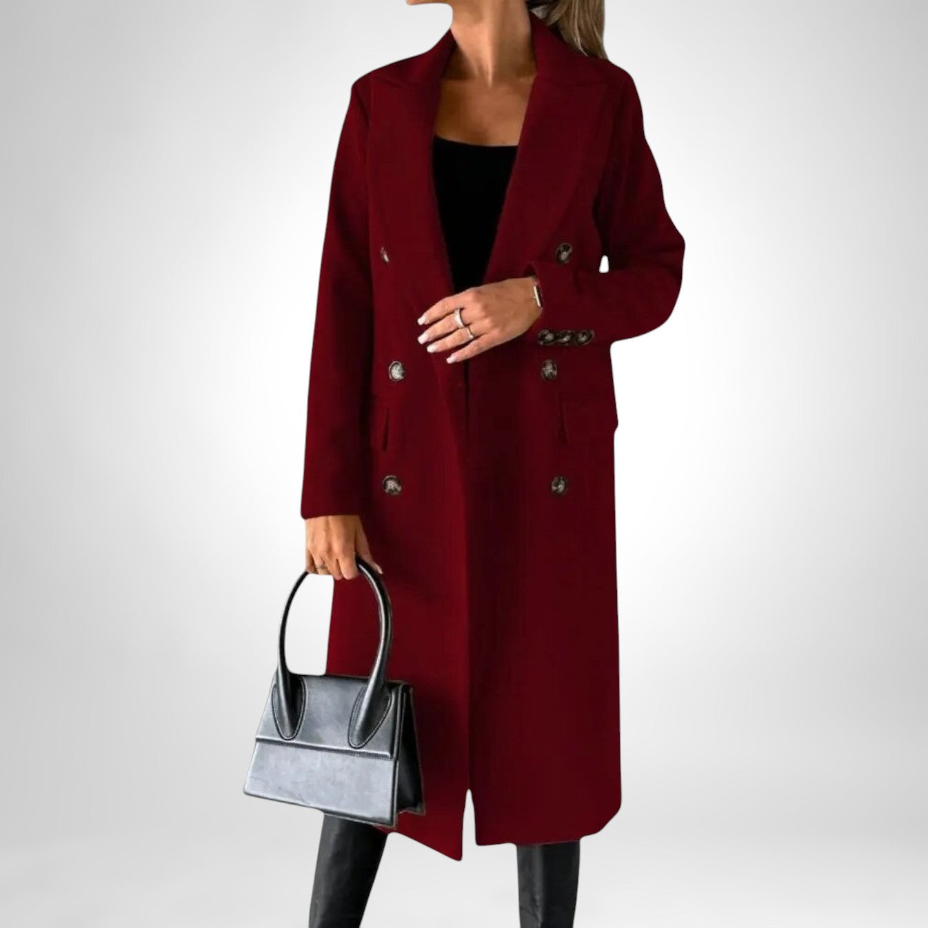 Desiree - Long coat with double buttons-15547643593077-Mirella Fiore
