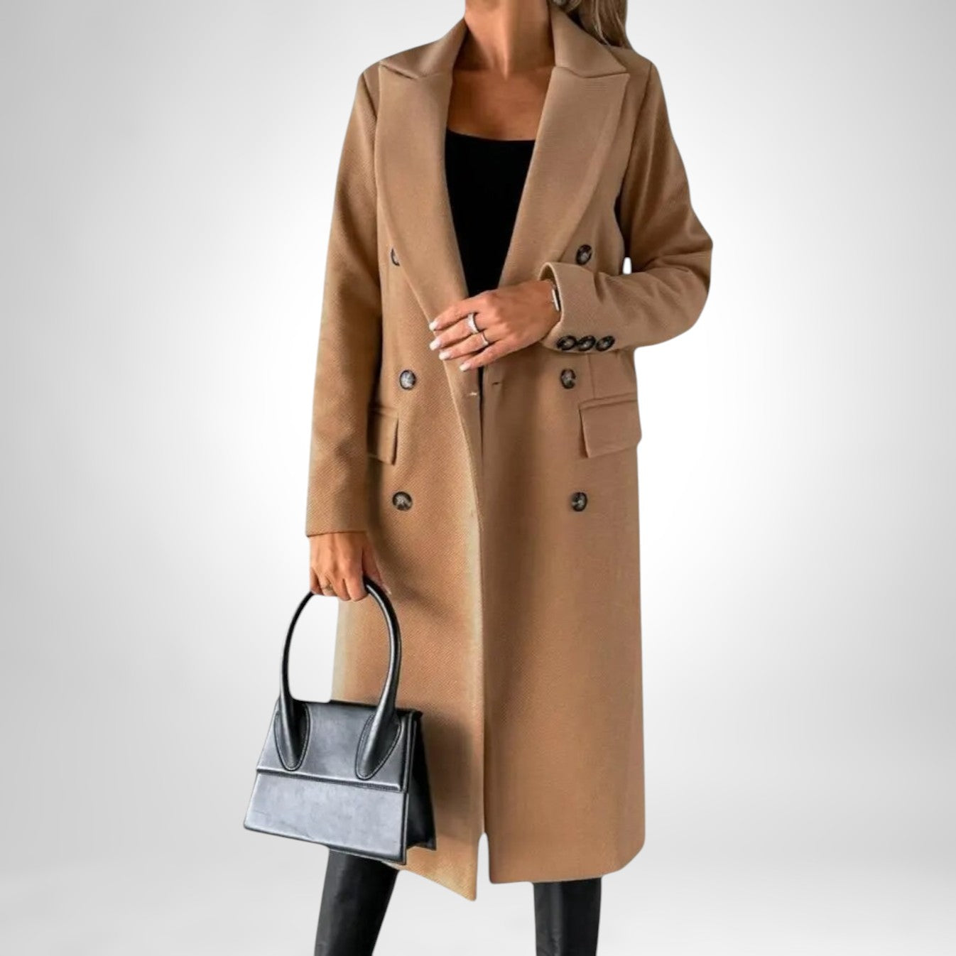 Desiree - Long coat with double buttons-15547643593077-Nancy & Mae Savannah