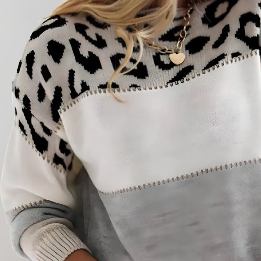 Diane - Leopard Accent Knit Sweater-15547990802805-Nancy & Mae Savannah