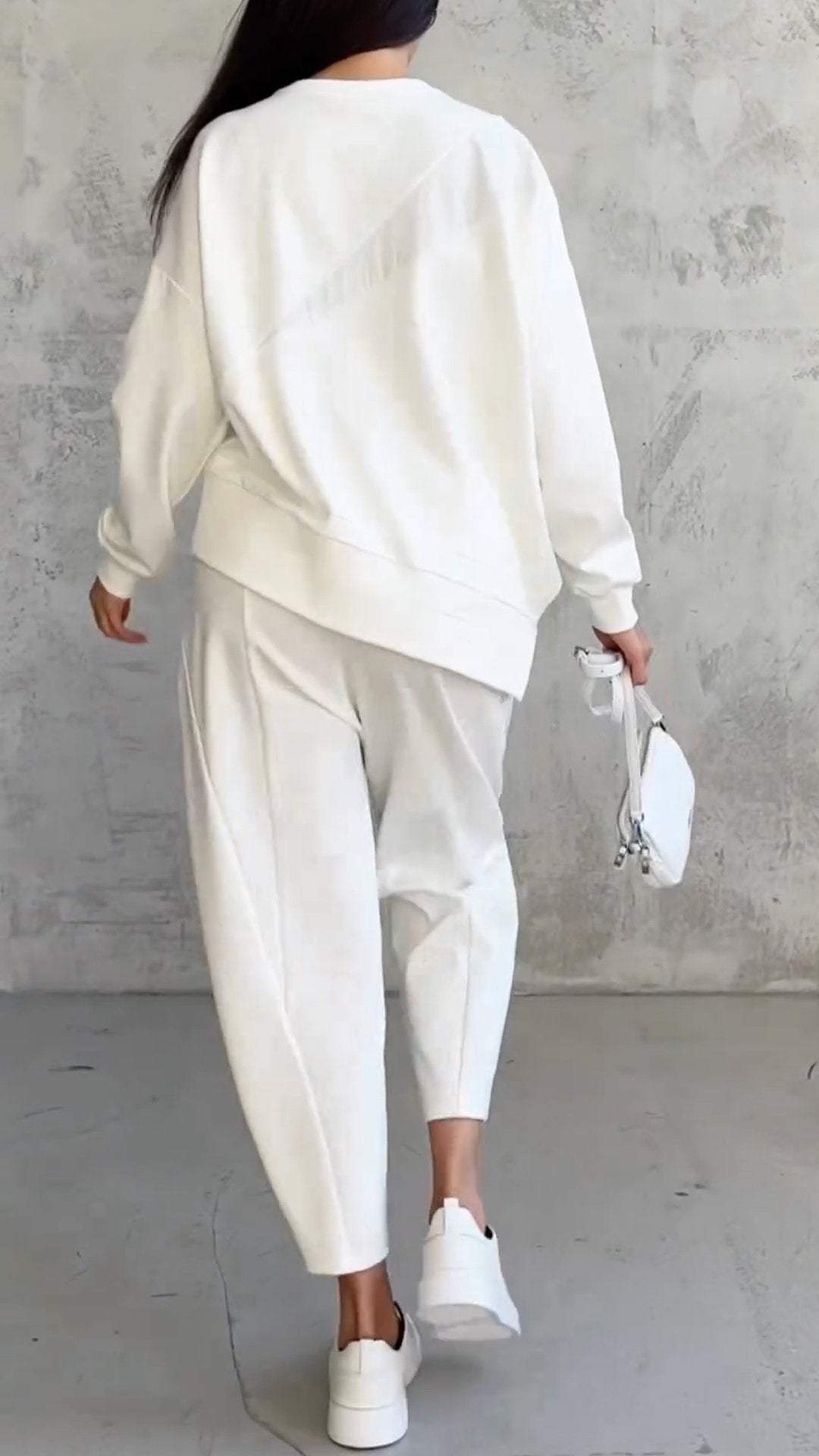 Dina - Comfortable Two-Piece Set with Round Neckline and Long Sleeves-15553174372725-Nancy & Mae Savannah