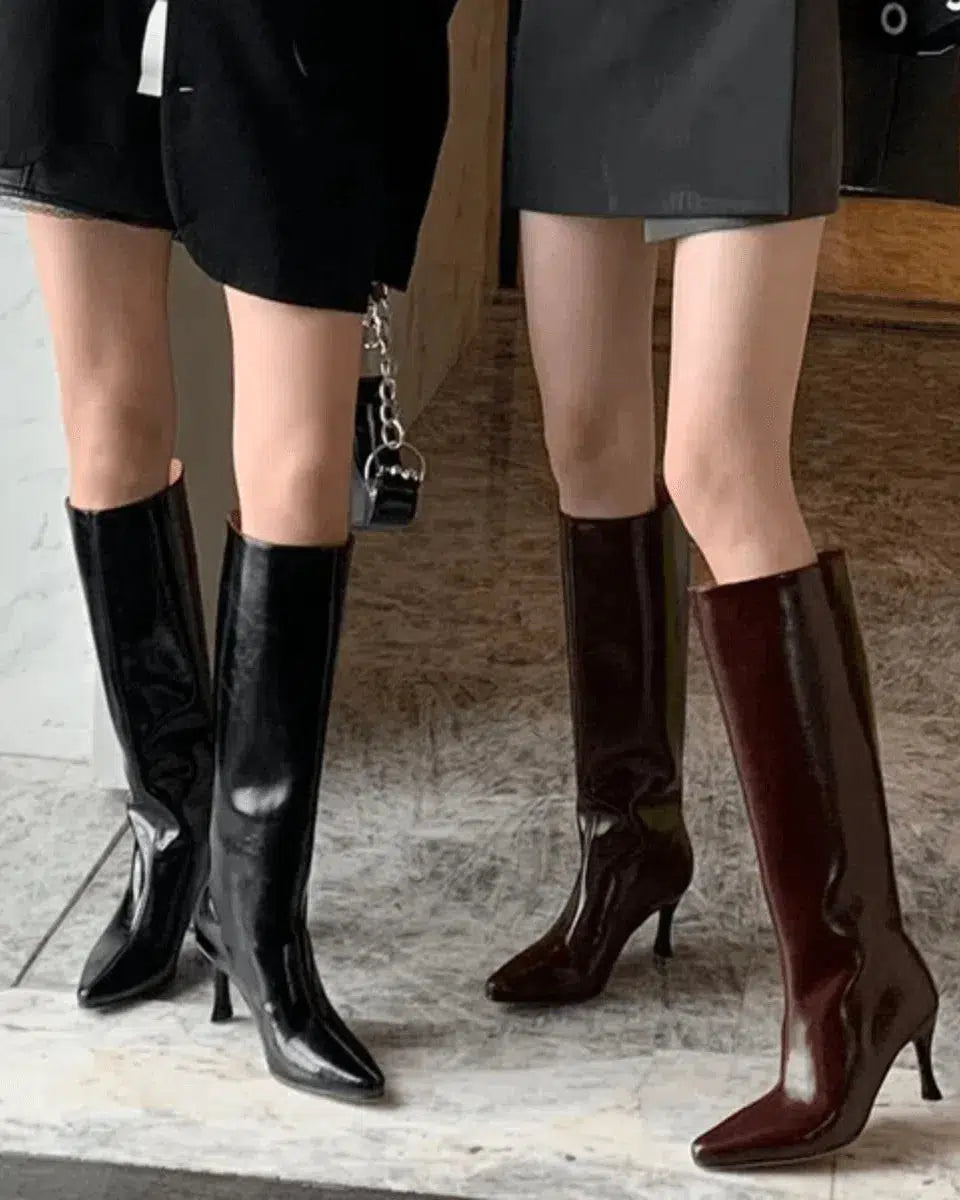 Donatella – Knee-high design – Faux leather heeled boots-15133641474421-Nancy & Mae Savannah