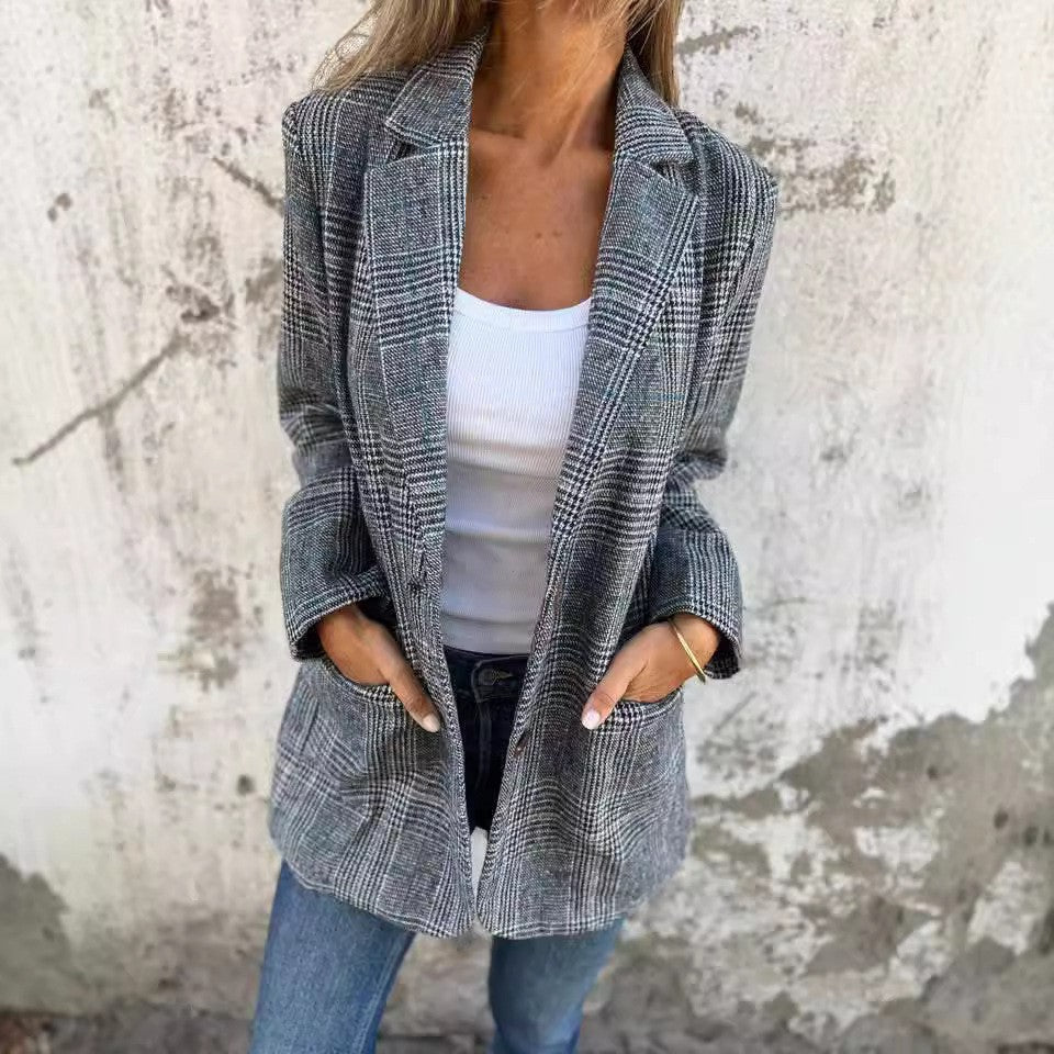 Dorothea - Classic Check Blazer-15550919410037-Mirella Fiore