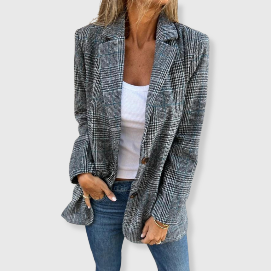 Dorothea - Classic Check Blazer-15550919410037-Nancy & Mae Savannah