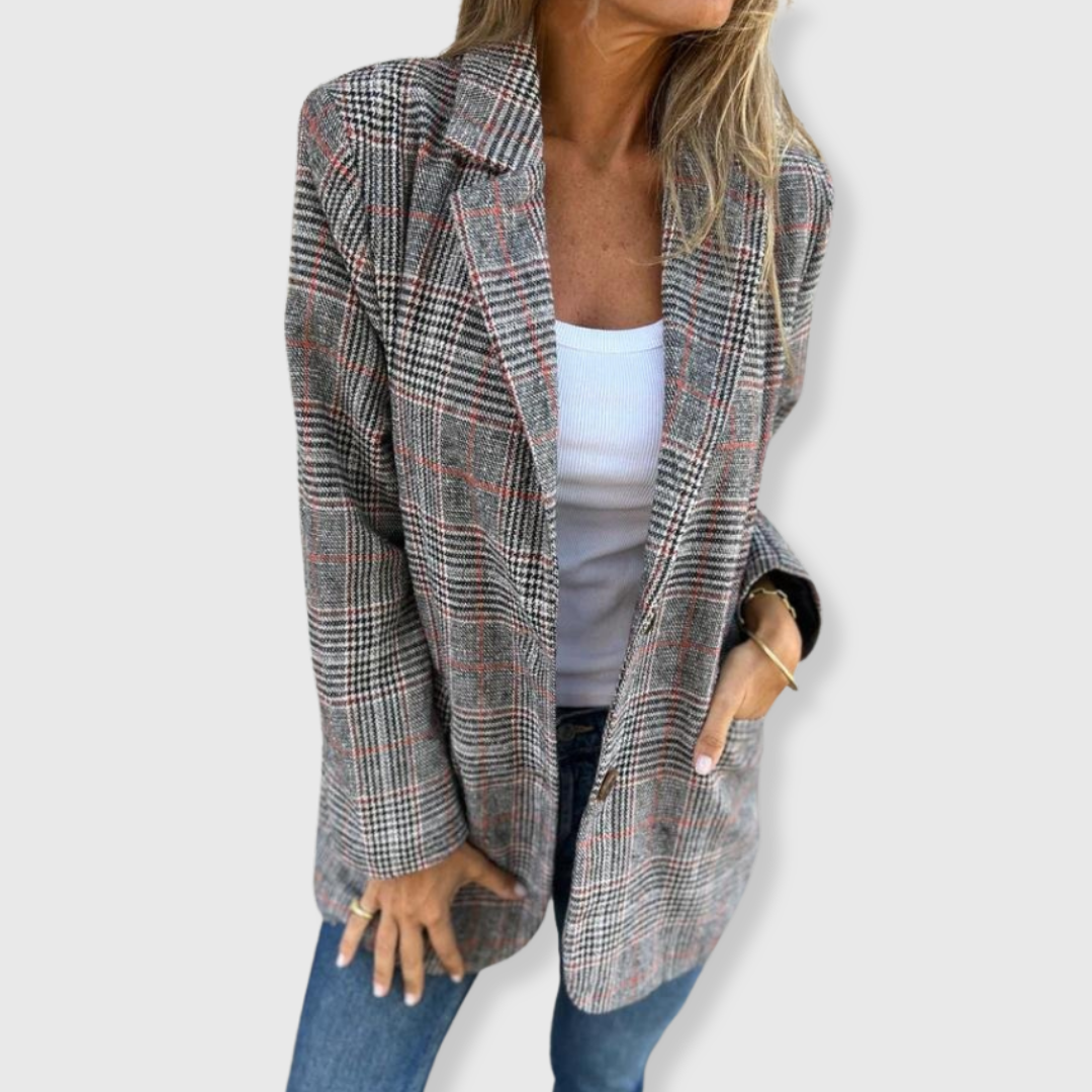 Dorothea - Classic Check Blazer-15550919410037-Nancy & Mae Savannah