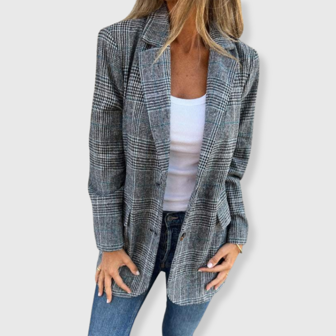 Dorothea - Classic Check Blazer-15550919410037-Nancy & Mae Savannah