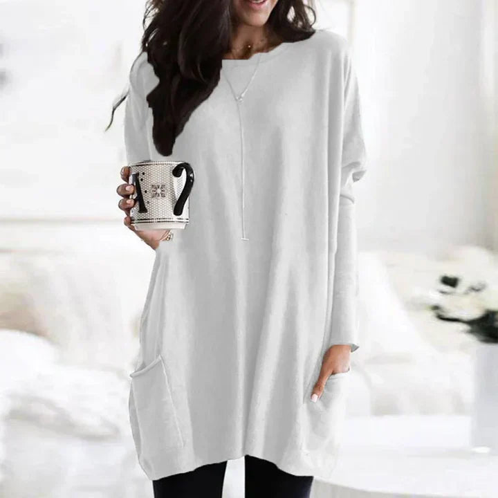 ELLE - Long Shirt-Dress with Pockets-15519825985909-Mirella Fiore