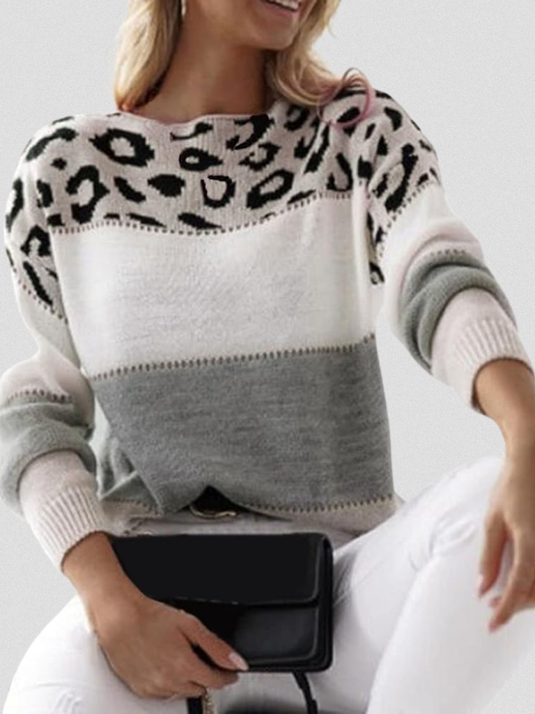 EMMA - LEOPARD ACCENT SWEATER-15549013786997-Mirella Fiore
