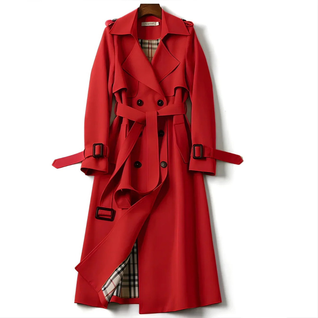 Elara - Women’s Classic Double-Breasted Trench Coat-15550920294773-Mirella Fiore