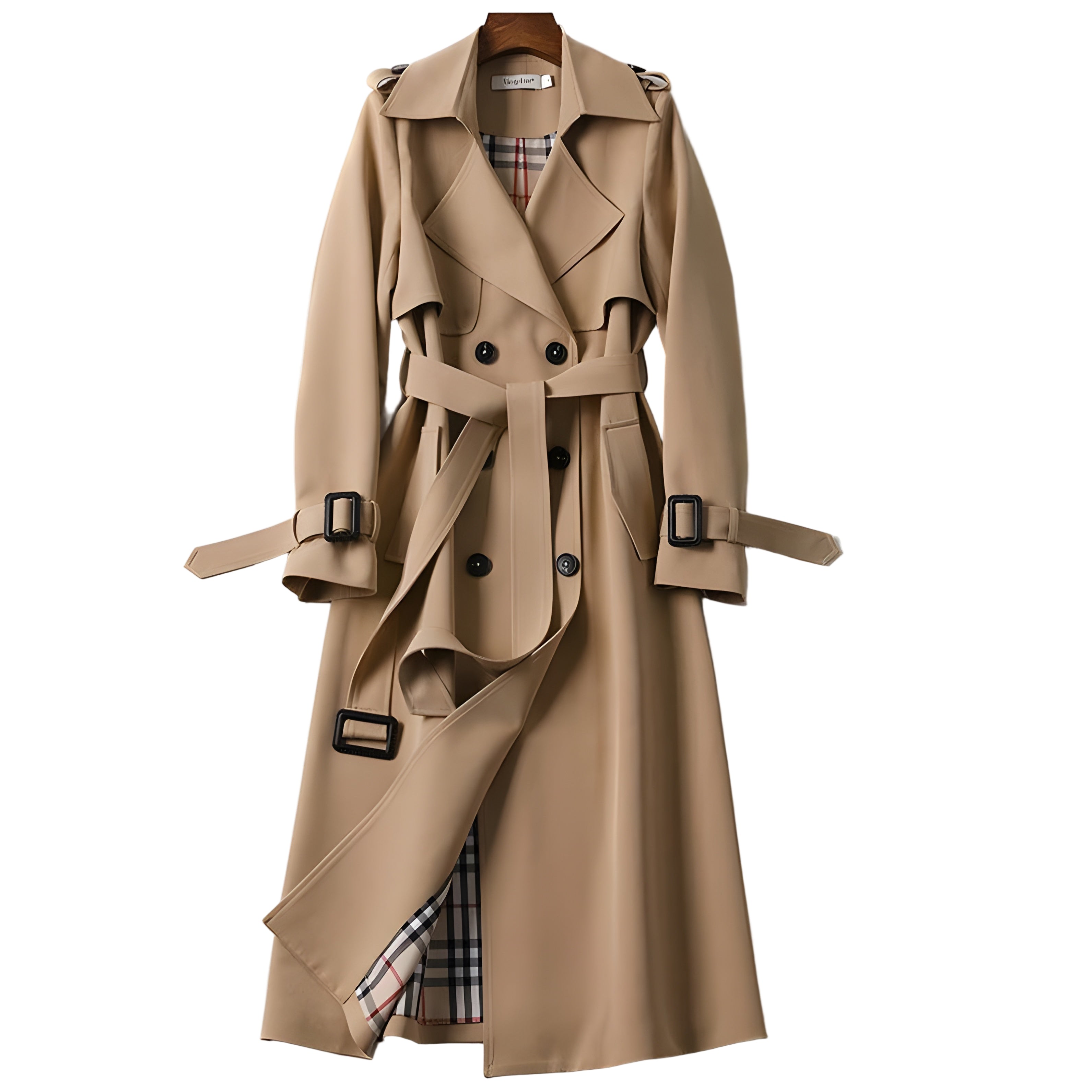 Elodie - Classic Longline Trench Coat-15550919213429-Mirella Fiore