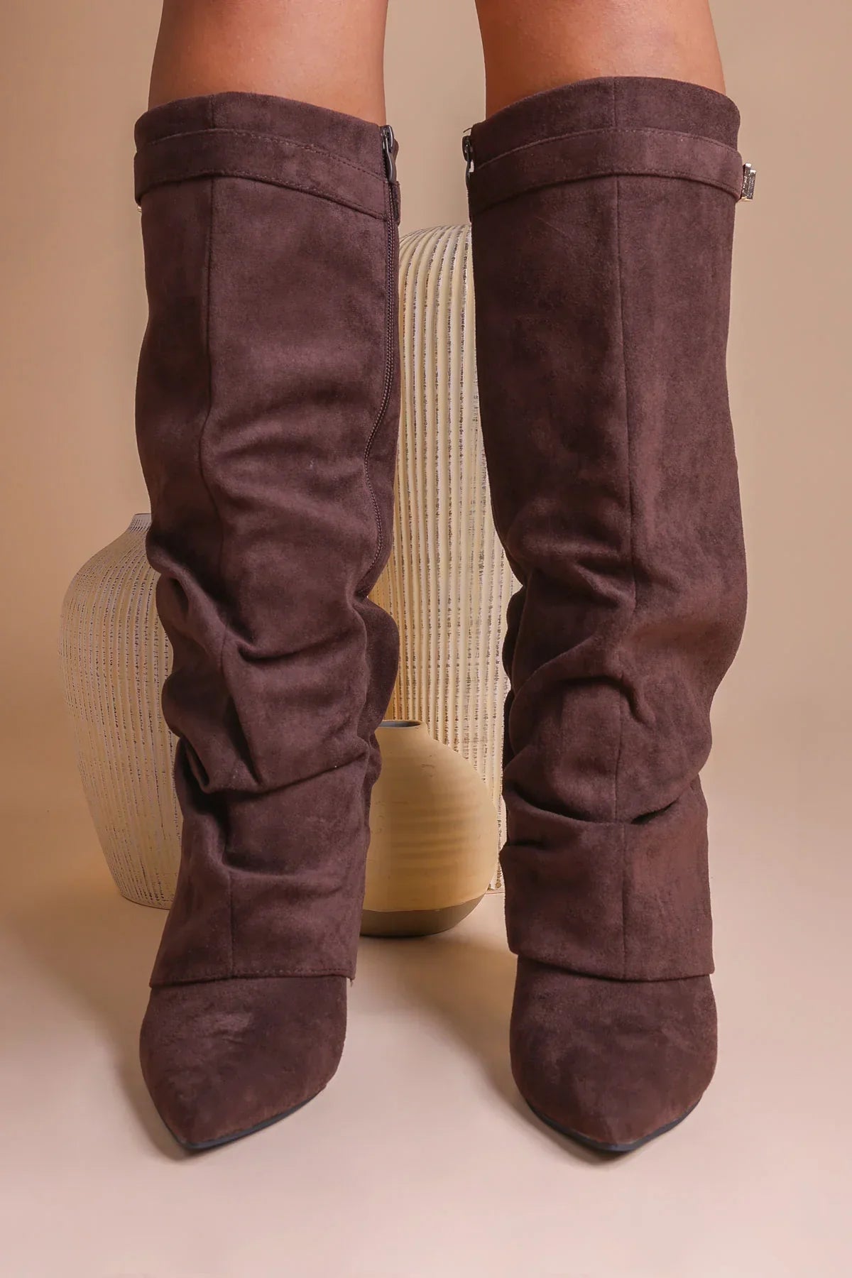 Eloise - Slouchy Knee-High Suede Boots-15553347584373-Nancy & Mae Savannah