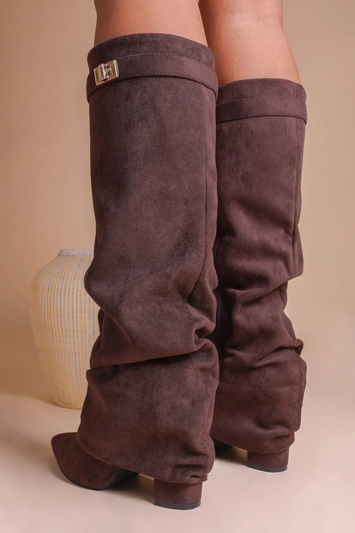 Eloise - Slouchy Knee-High Suede Boots-15553347584373-Nancy & Mae Savannah