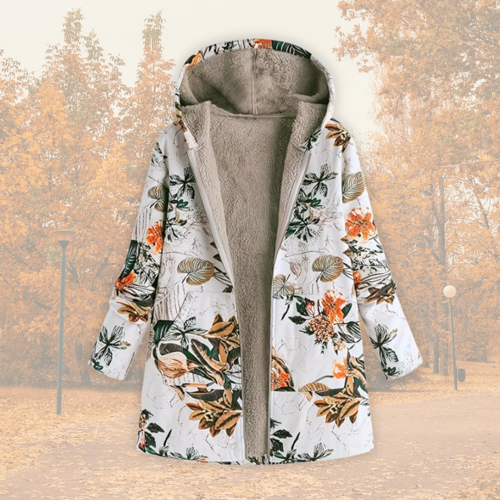 Elowen - Floral Sherpa-Lined Hooded Coat-15550918918517-Mirella Fiore