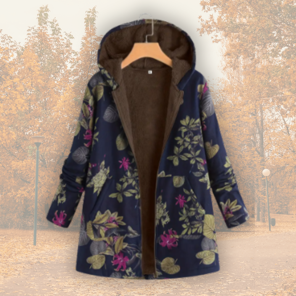 Elowen - Floral Sherpa-Lined Hooded Coat-15550918918517-Mirella Fiore
