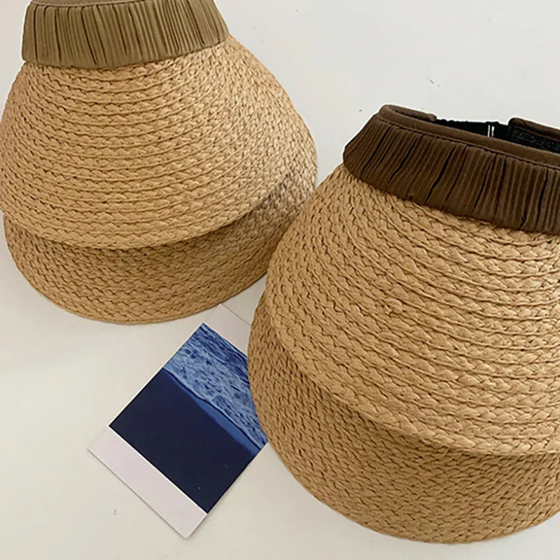 Elvyna – Pleated band – Straw sun visor-15133817110901-Mirella Fiore