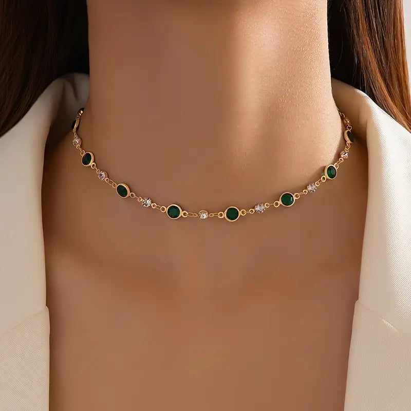 Emerald Green Pendant Necklace-15548285124981-Mirella Fiore