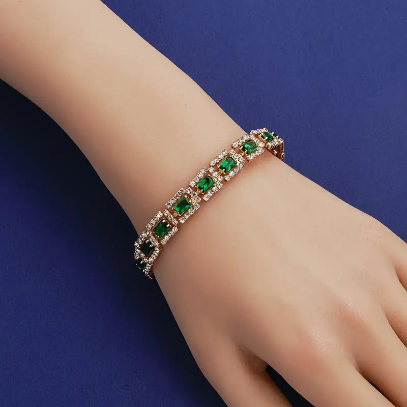 Emerald Green Statement Gold Bracelet-15548284895605-Nancy & Mae Savannah