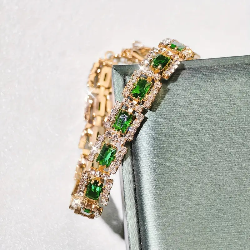 Emerald Green Statement Gold Bracelet-15548284895605-Nancy & Mae Savannah