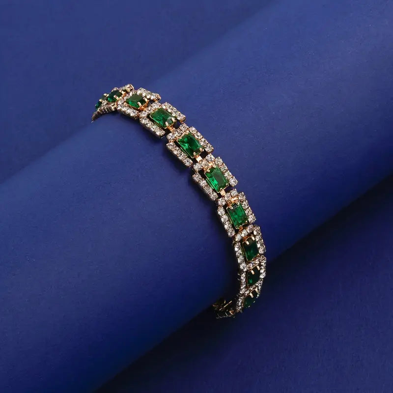 Emerald Green Statement Gold Bracelet-15548284895605-Nancy & Mae Savannah