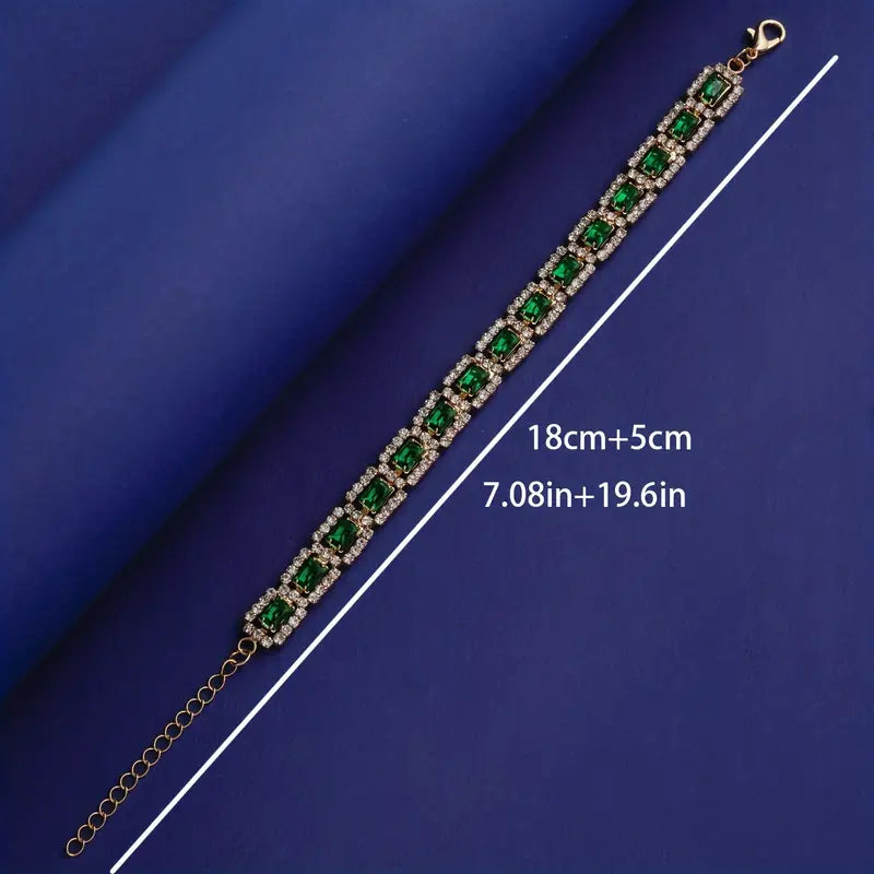 Emerald Green Statement Gold Bracelet-15548284895605-Nancy & Mae Savannah