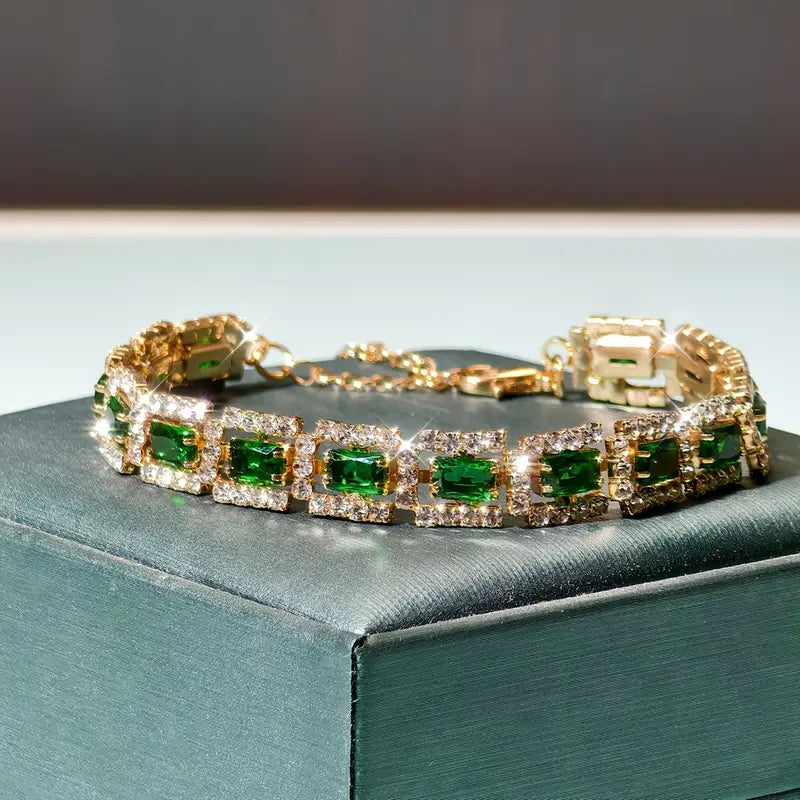 Emerald Green Statement Gold Bracelet-15548284895605-Nancy & Mae Savannah