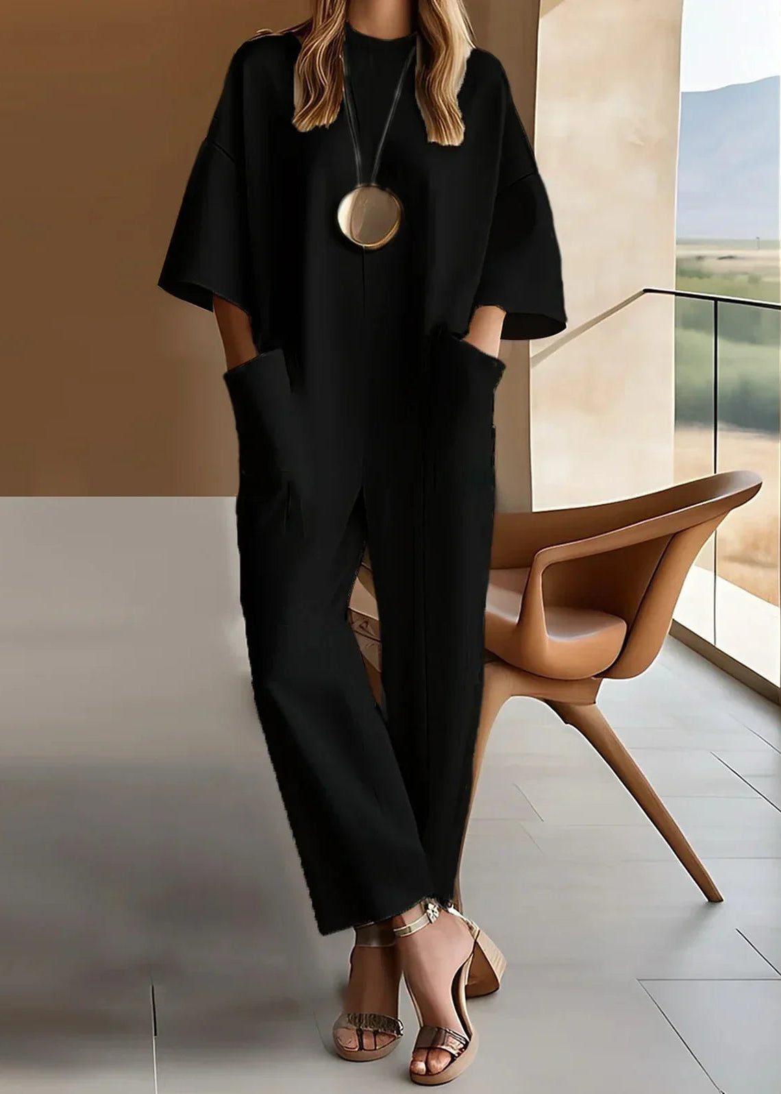Emmy - Elegant Short-Sleeve Jumpsuit-15553262190965-Mirella Fiore