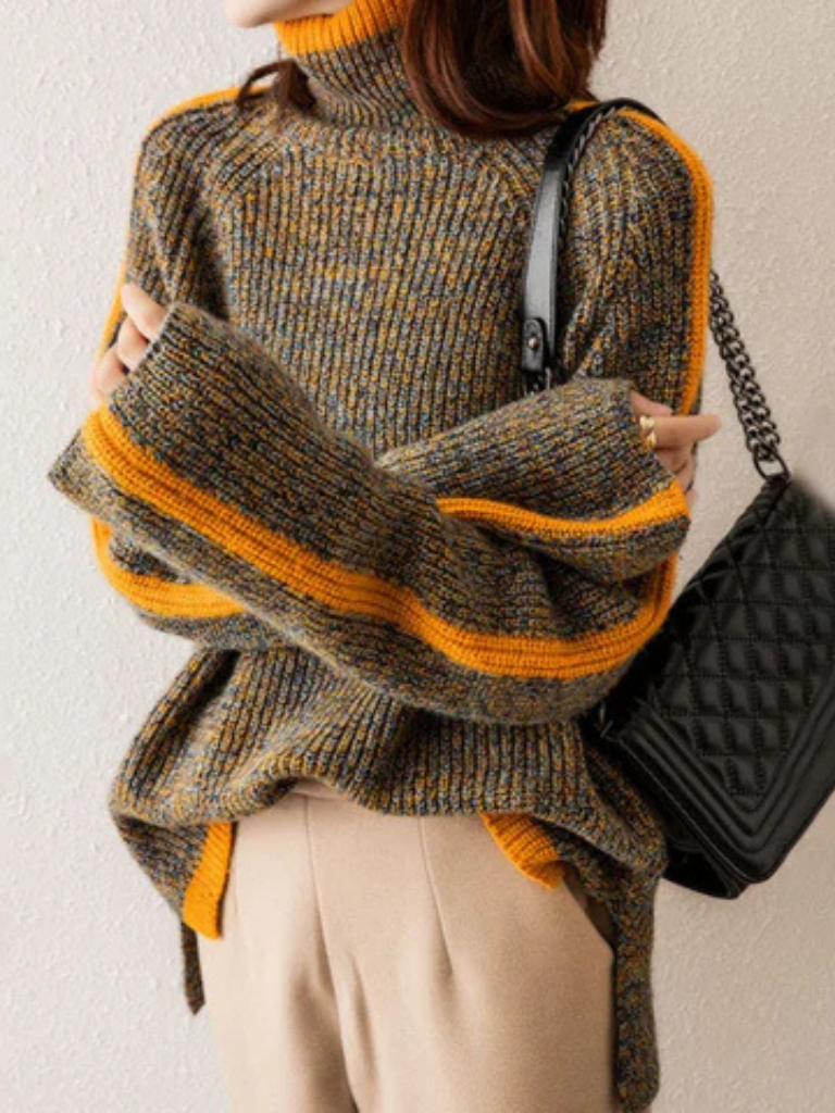 FERN - COZY STRIPE TURTLENECK SWEATER-15549014704501-Mirella Fiore