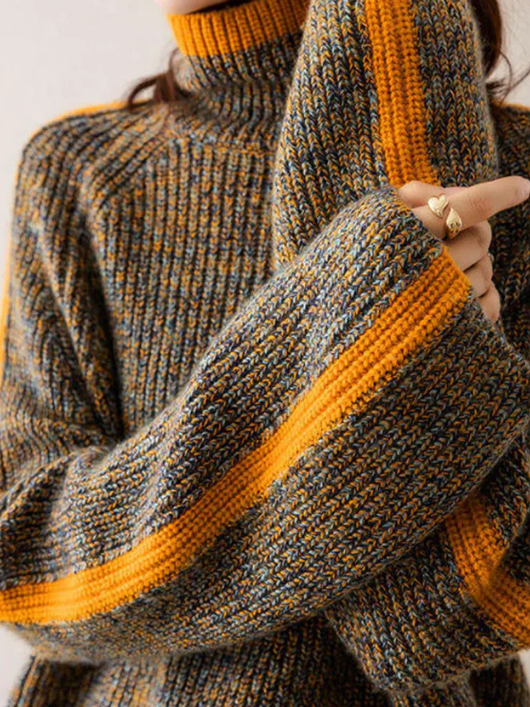 FERN - COZY STRIPE TURTLENECK SWEATER-15549014704501-Mirella Fiore