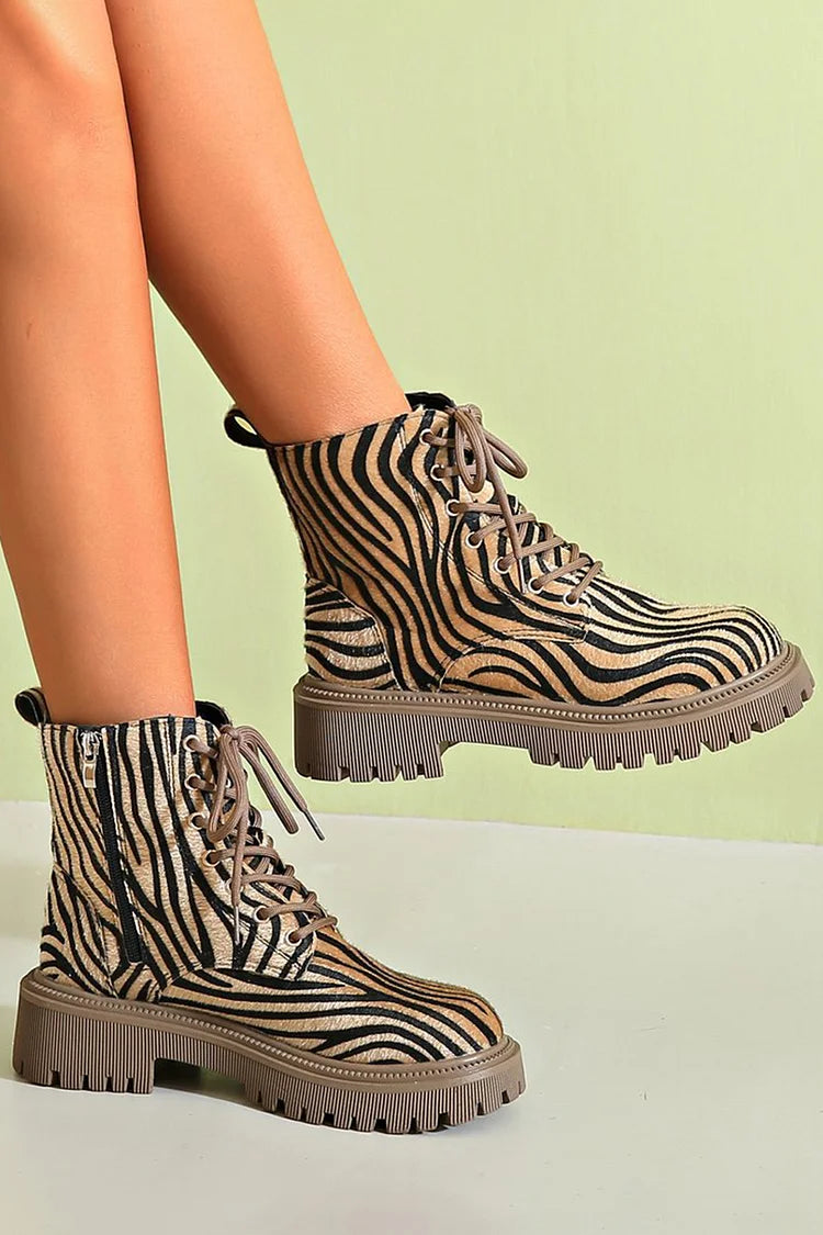 FIONA - ZEBRA PRINT LACE-UP BOOTS-15549134471541-Nancy & Mae Savannah
