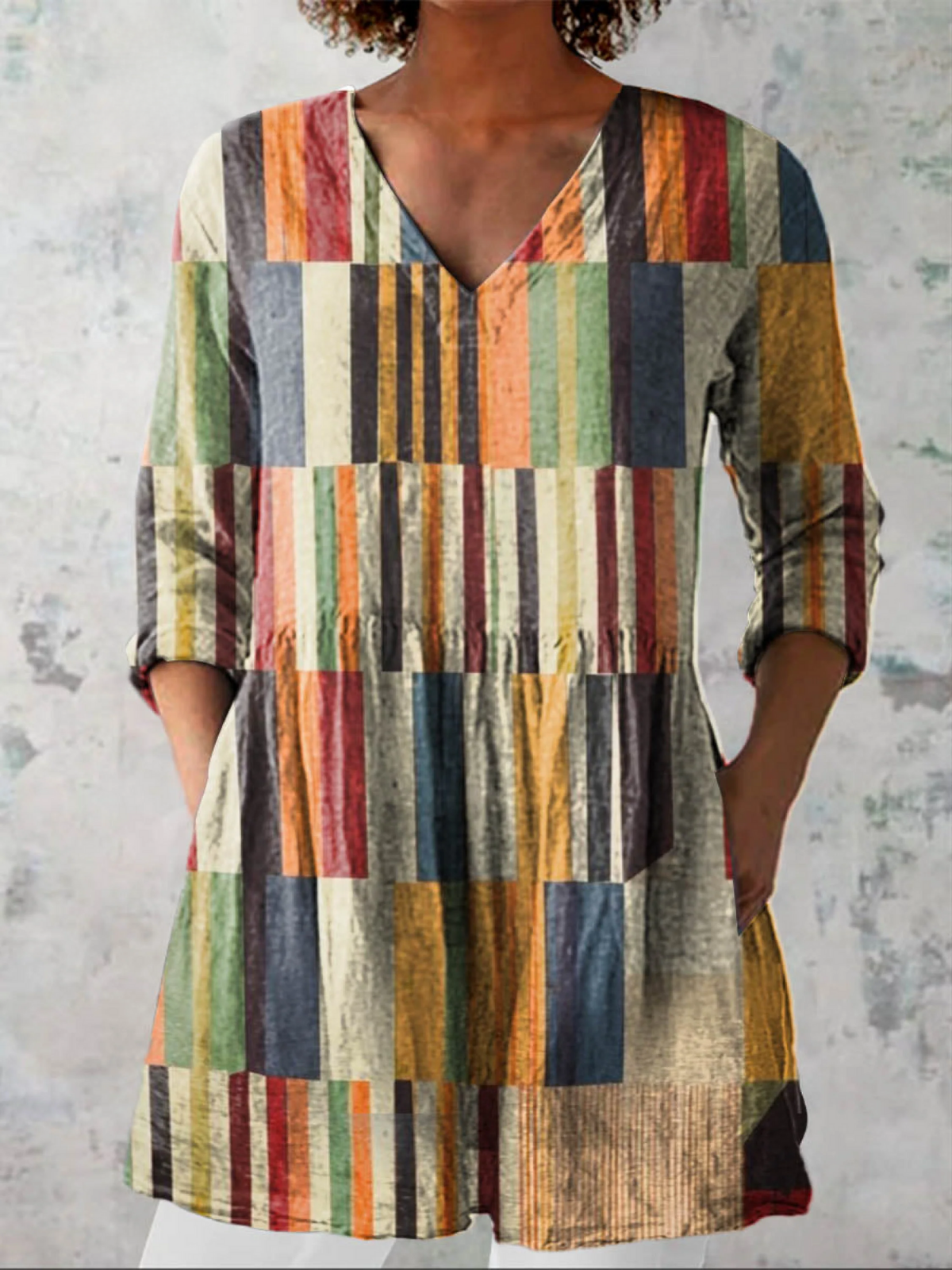 Farrah - Long V-Neck Shirt-15550825136501-Nancy & Mae Savannah