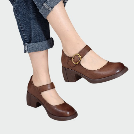 Fauna - Chunky-Heel Buckle Mary Jane Shoes-15519661719925-Nancy & Mae Savannah