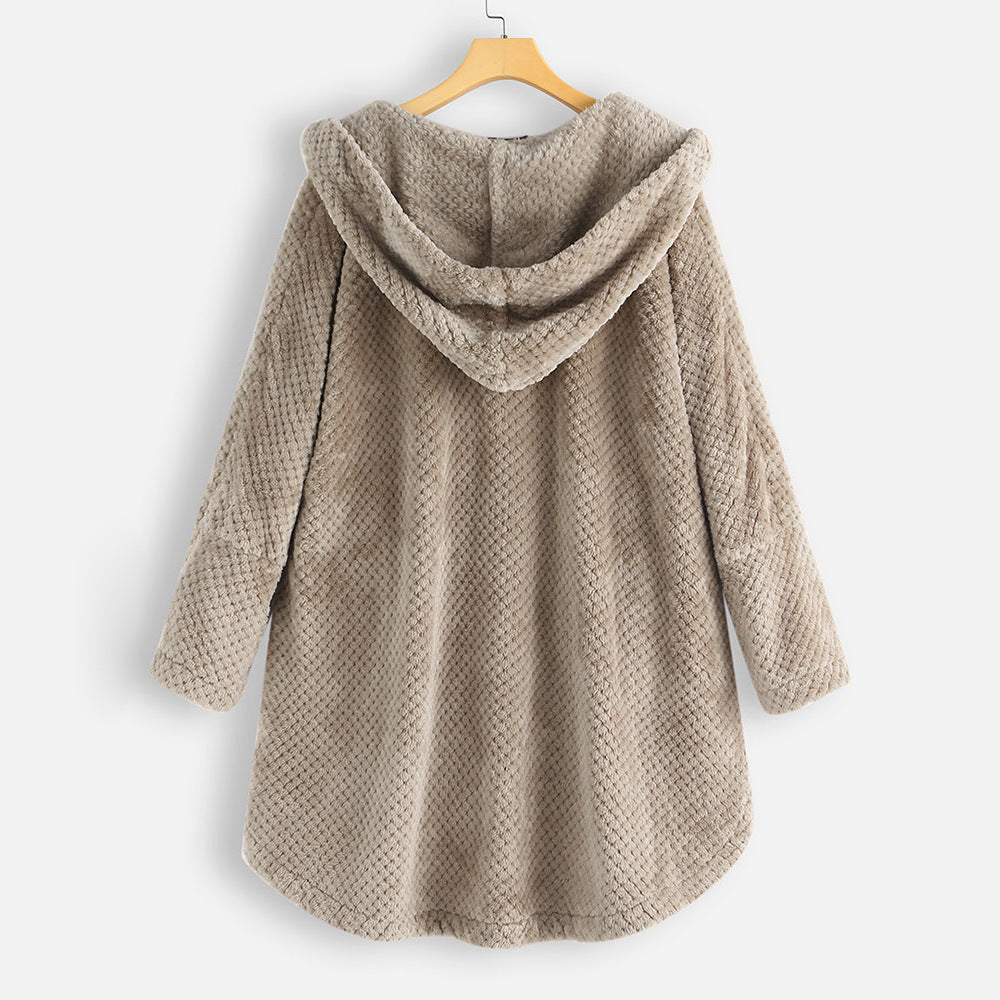 Fiora - Winter Hooded Double-faced Fleece Coat-15518867980661-Mirella Fiore