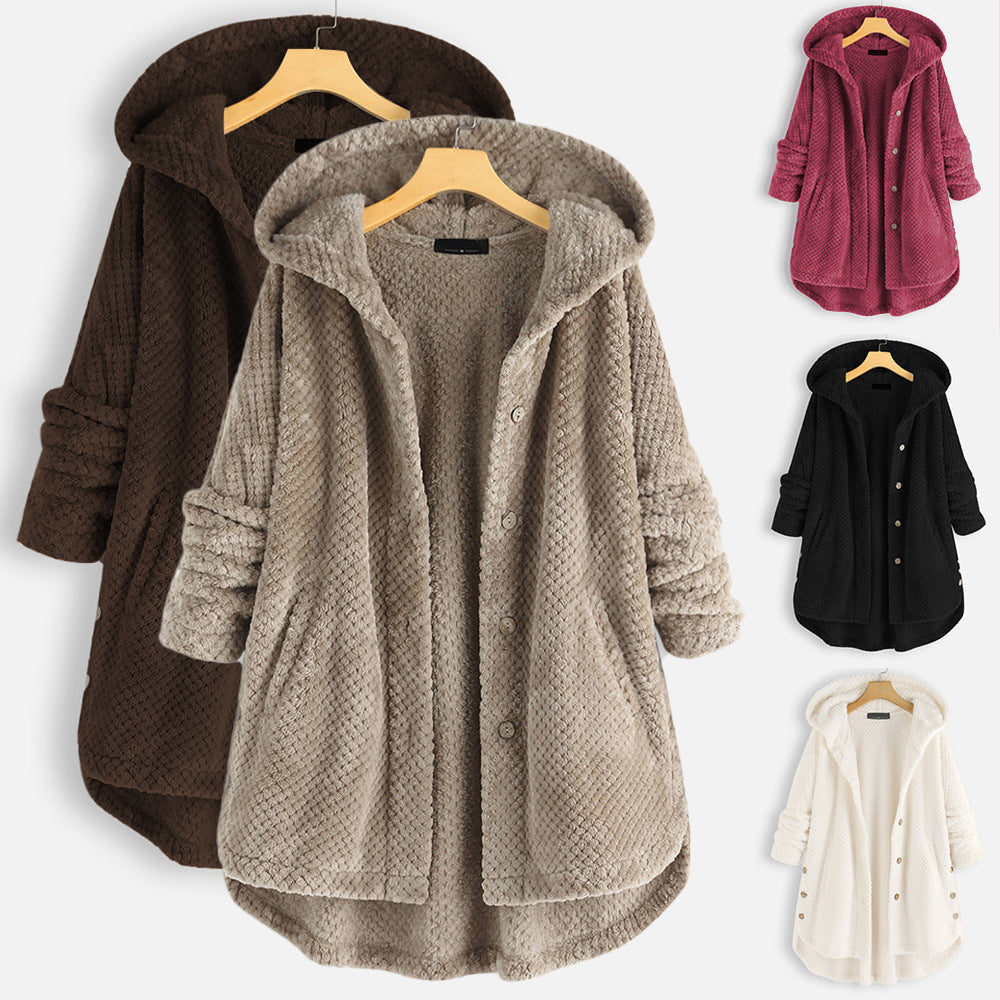 Fiora - Winter Hooded Double-faced Fleece Coat-15518867980661-Mirella Fiore