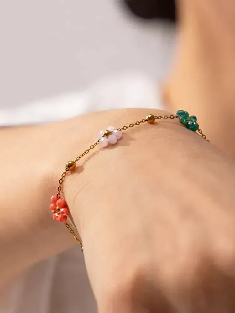Florella – Handcrafted floral beads – Charm bracelet-15227758805365-Mirella Fiore