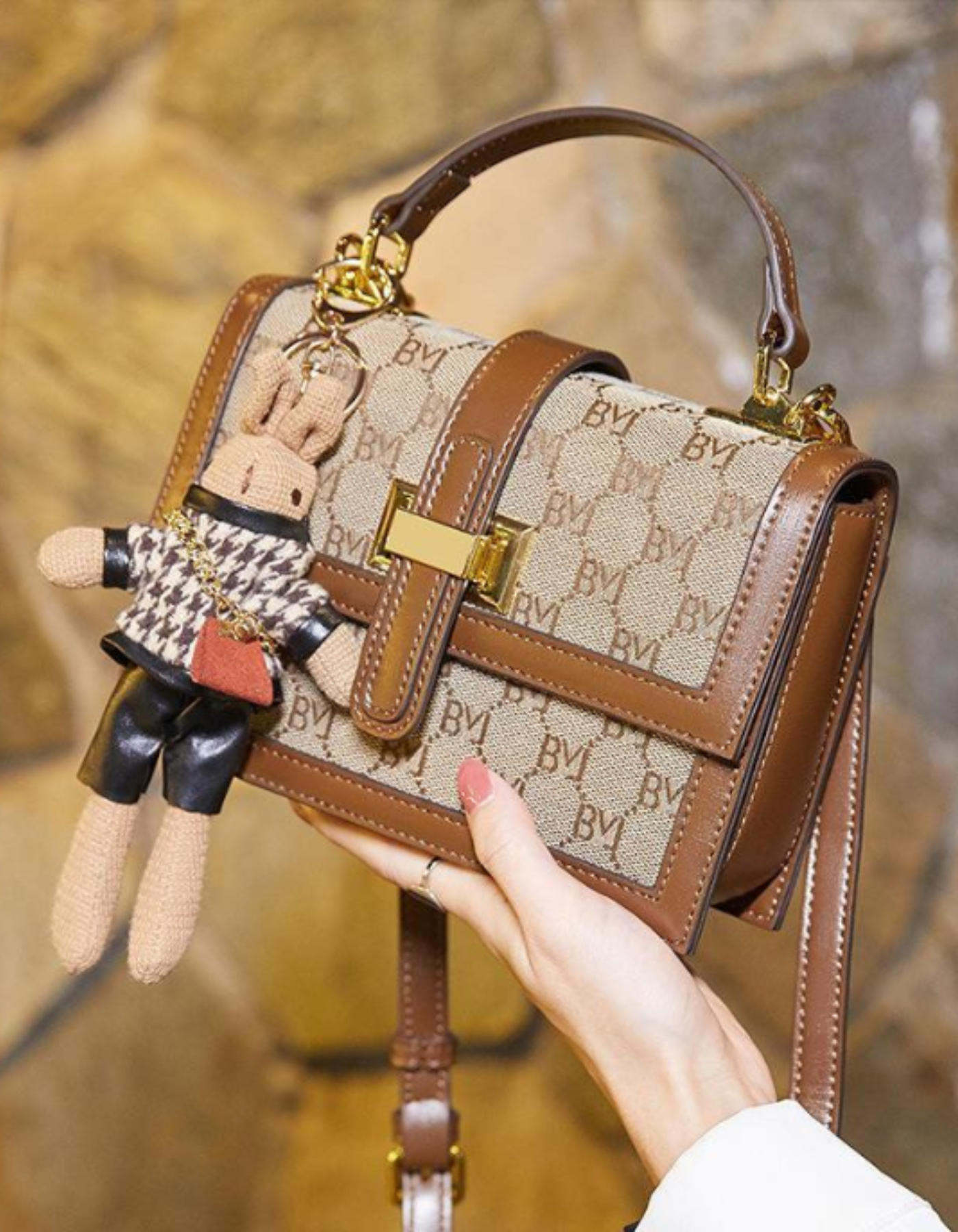 Florentia – Monogram bunny charm – Crossbody handbag-15209173680501-Nancy & Mae Savannah