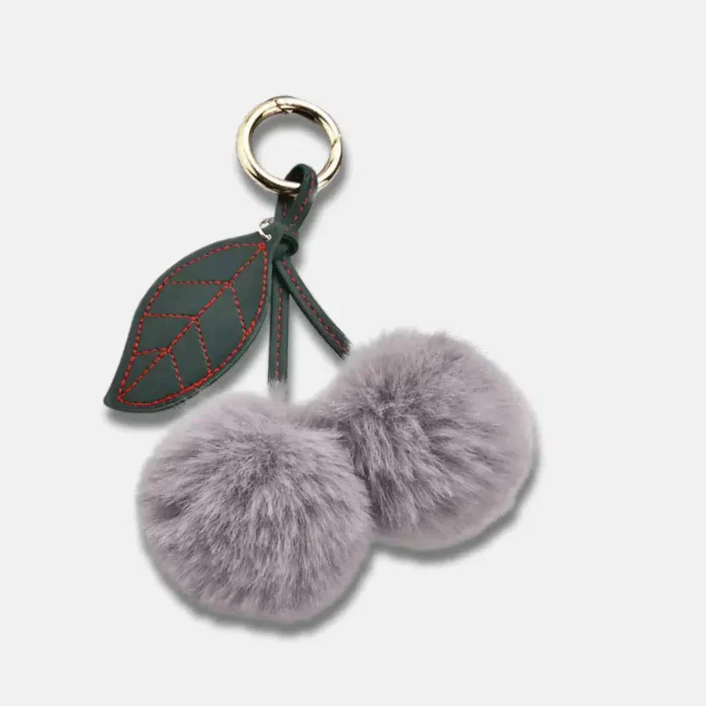 Fluffy Cherry – Playful fuzzy cherry design – Bag charm-15133606314357-Nancy & Mae Savannah