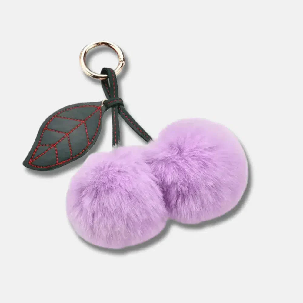 Fluffy Cherry – Playful fuzzy cherry design – Bag charm-15133606314357-Nancy & Mae Savannah