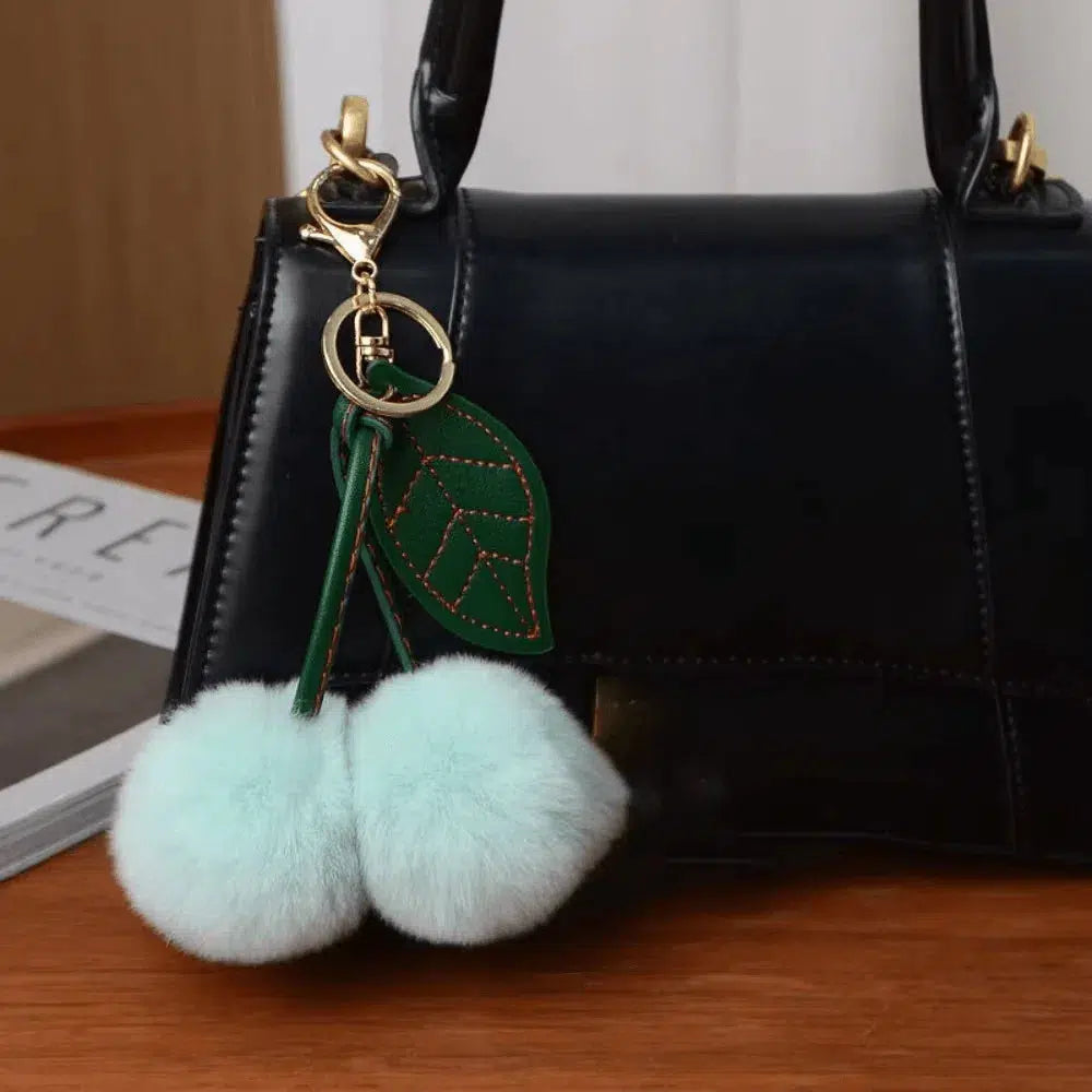 Fluffy Cherry – Playful fuzzy cherry design – Bag charm-15133606314357-Nancy & Mae Savannah