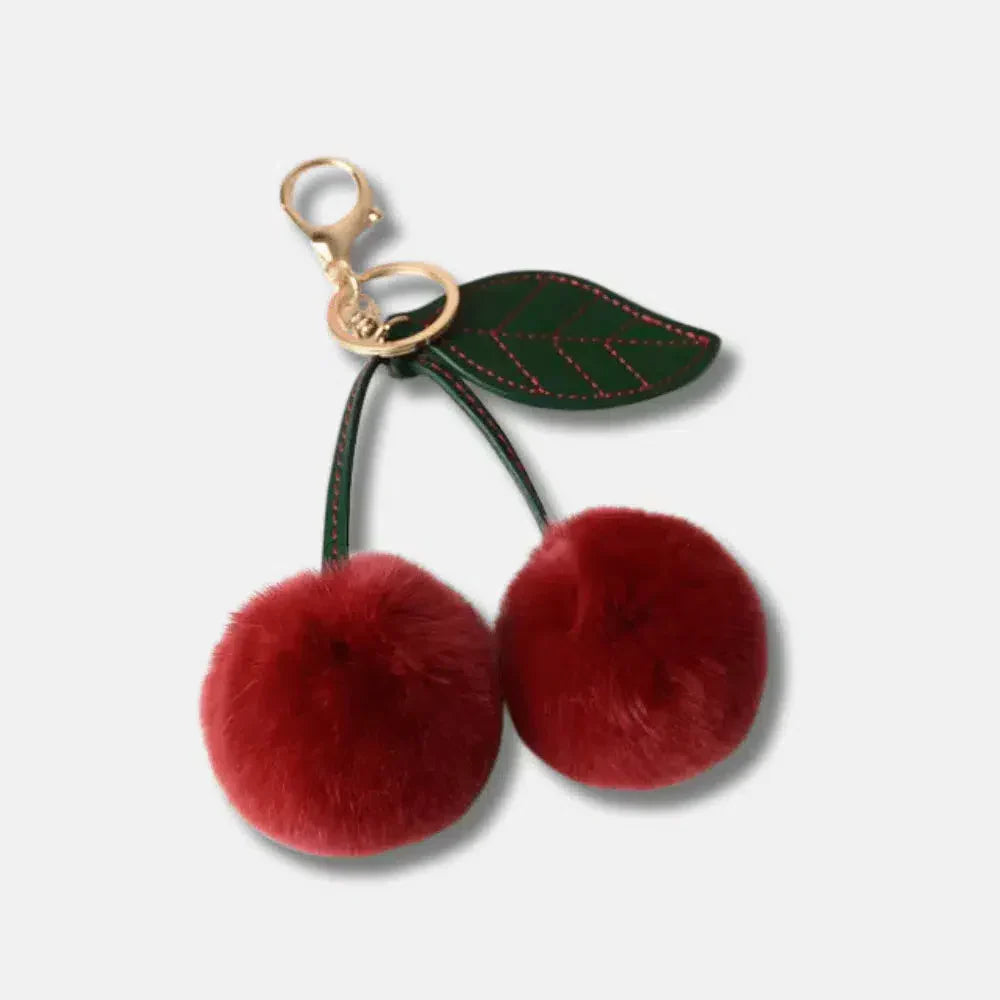 Fluffy Cherry – Playful fuzzy cherry design – Bag charm-15133606314357-Nancy & Mae Savannah
