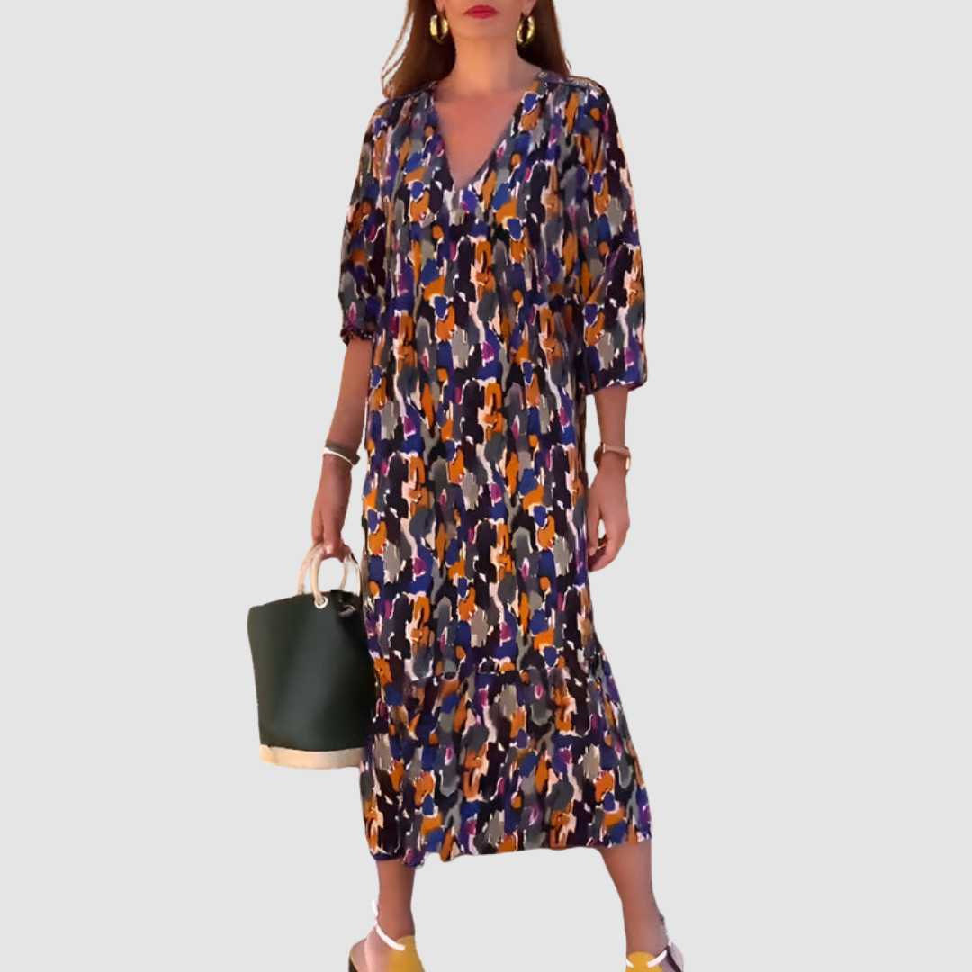 Frances - V-Neck Dress-15553263042933-Mirella Fiore