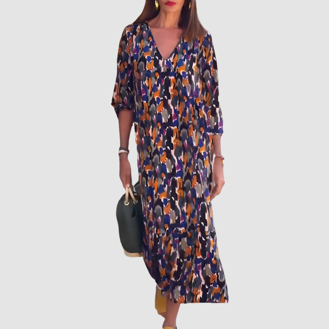 Frances - V-Neck Dress-15553263042933-Nancy & Mae Savannah