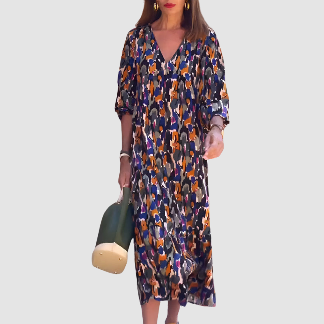 Frances - V-Neck Dress-15553263042933-Nancy & Mae Savannah