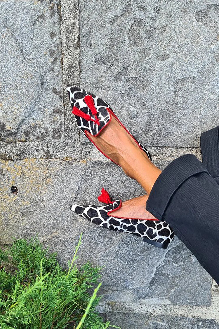 GIANNA - ANIMAL PRINT LOAFER WITH RED FRINGES-15549132243317-Mirella Fiore