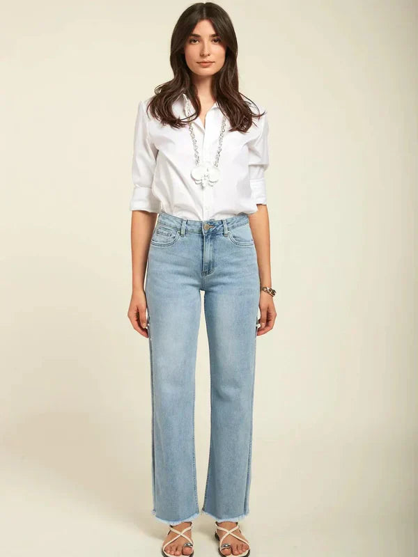 Giuliana – Pearl embellished – Wide leg jeans-15133686104437-Mirella Fiore