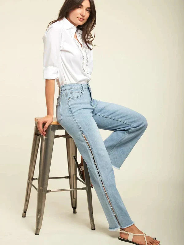 Giuliana – Pearl embellished – Wide leg jeans-15133686104437-Nancy & Mae Savannah