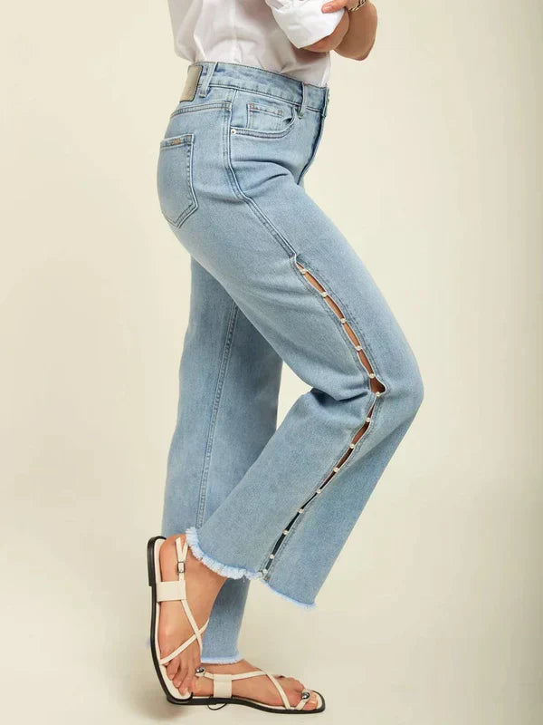 Giuliana – Pearl embellished – Wide leg jeans-15133686104437-Nancy & Mae Savannah