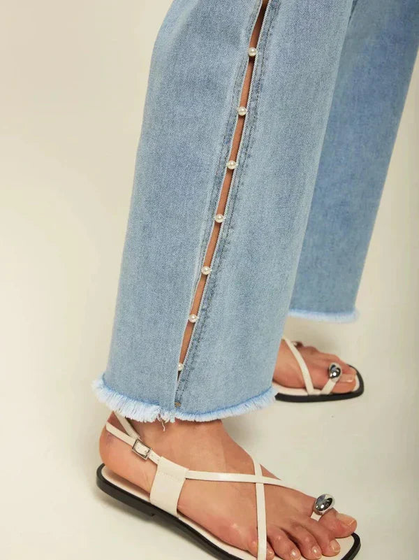 Giuliana – Pearl embellished – Wide leg jeans-15133686104437-Nancy & Mae Savannah