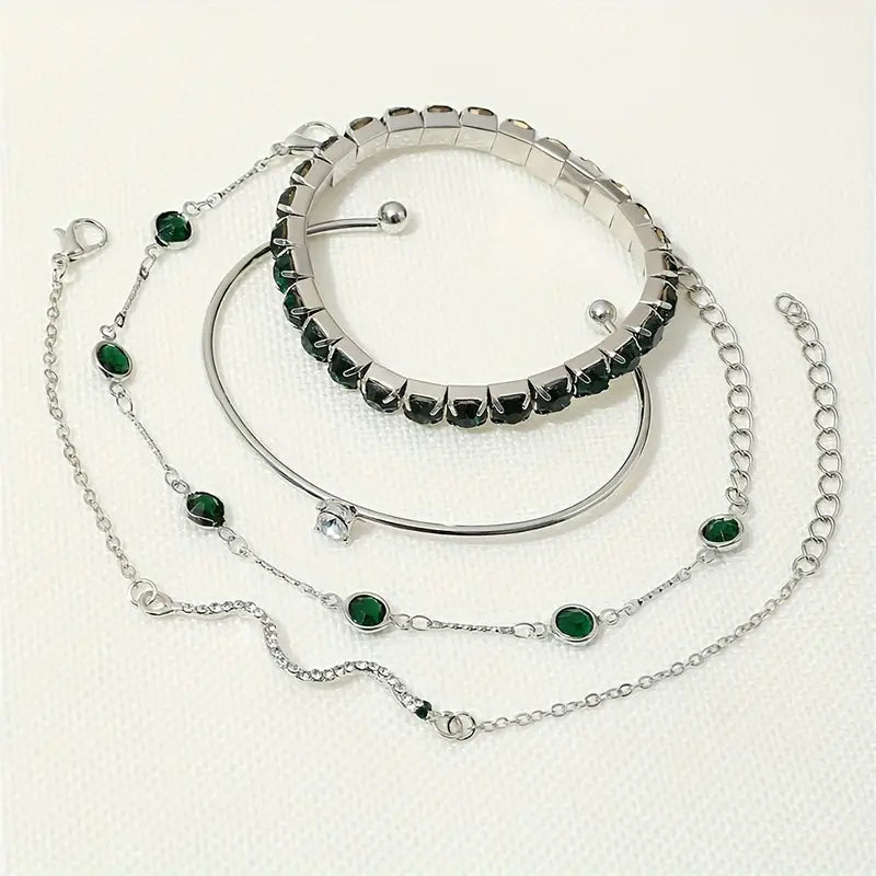 Green Gemstone Bracelet Set-15548284436853-Nancy & Mae Savannah